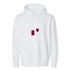 Wine Lover Ekg Heartbeat Line Garment-Dyed Fleece Hoodie