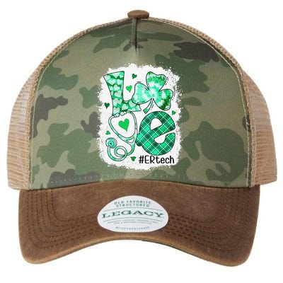 Womens Love ER Tech Life Bleached Saint Patrick's Day Shamrock Legacy Tie Dye Trucker Hat