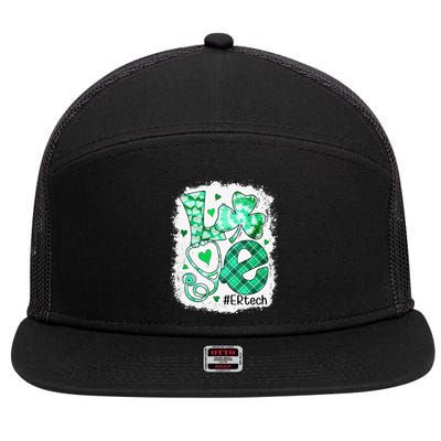 Womens Love ER Tech Life Bleached Saint Patrick's Day Shamrock 7 Panel Mesh Trucker Snapback Hat