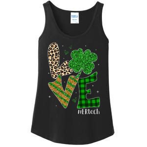 Womens Love ER Tech Life Leopard Print Tech Saint Patrick's Day Ladies Essential Tank