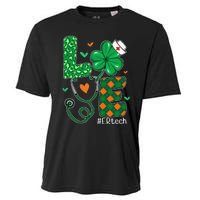 Womens Love ER Tech Life Leopard Shamrock Saint Patrick's Day Cooling Performance Crew T-Shirt