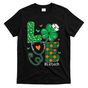 Womens Love ER Tech Life Leopard Shamrock Saint Patrick's Day T-Shirt