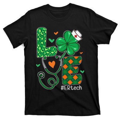 Womens Love ER Tech Life Leopard Shamrock Saint Patrick's Day T-Shirt