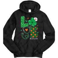 Womens Love ER Tech Life Leopard Shamrock Saint Patrick's Day Tie Dye Hoodie