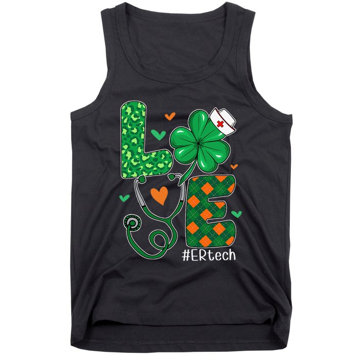 Womens Love ER Tech Life Leopard Shamrock Saint Patrick's Day Tank Top