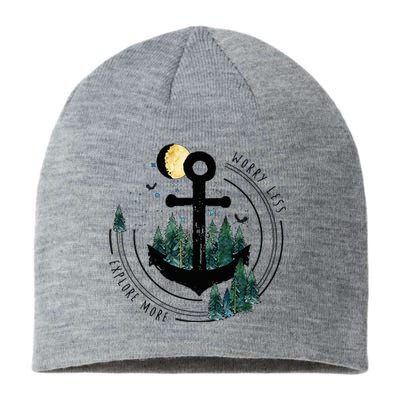 Worry Less Explore More Retro River Camper Graphic Sustainable Beanie