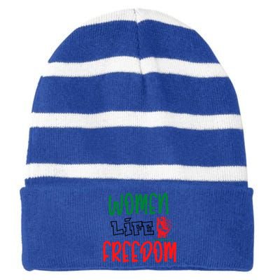 Wo Life Freedom Gift Striped Beanie with Solid Band