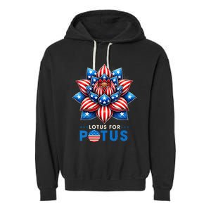 Wo Lotus For Potus Kamala Harris 2024 President Garment-Dyed Fleece Hoodie