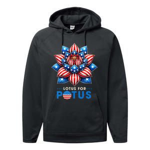 Wo Lotus For Potus Kamala Harris 2024 President Performance Fleece Hoodie