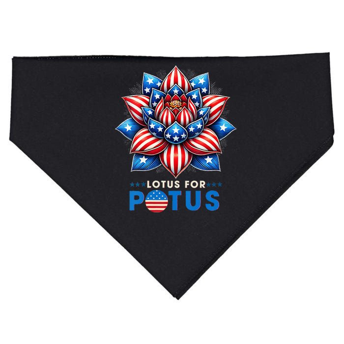 Wo Lotus For Potus Kamala Harris 2024 President USA-Made Doggie Bandana