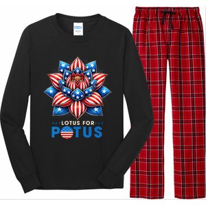 Wo Lotus For Potus Kamala Harris 2024 President Long Sleeve Pajama Set