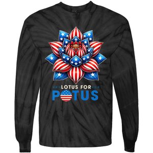 Wo Lotus For Potus Kamala Harris 2024 President Tie-Dye Long Sleeve Shirt