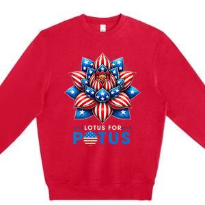 Wo Lotus For Potus Kamala Harris 2024 President Premium Crewneck Sweatshirt