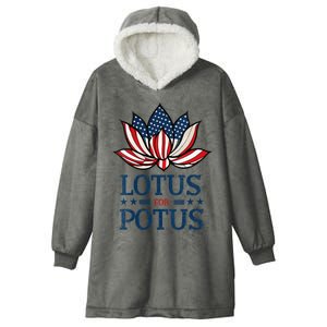 Wo Lotus For Potus Kamala Harris Us Election 2024 Hooded Wearable Blanket