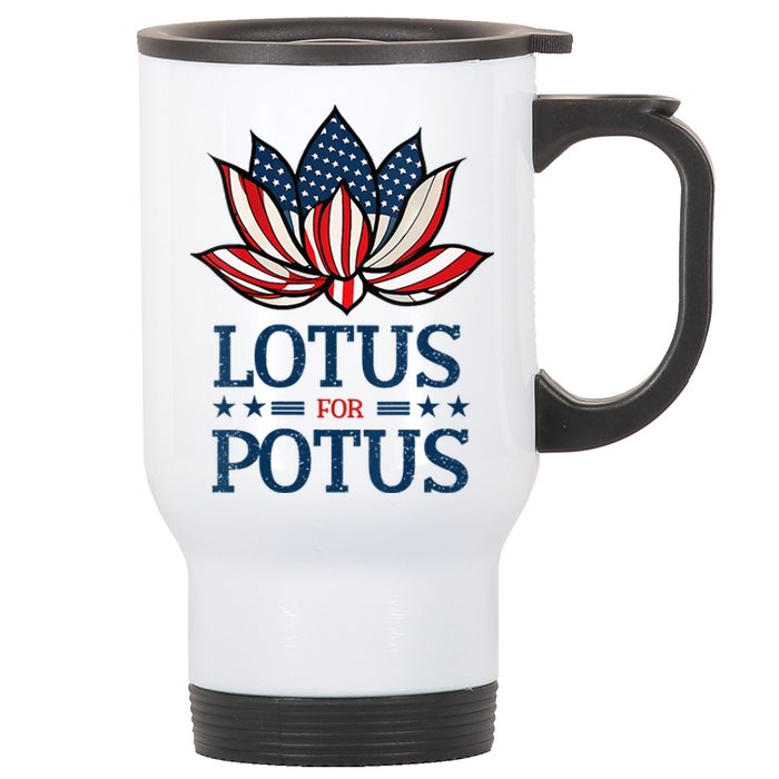 Wo Lotus For Potus Kamala Harris Us Election 2024 Stainless Steel Travel Mug