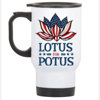 Wo Lotus For Potus Kamala Harris Us Election 2024 Stainless Steel Travel Mug