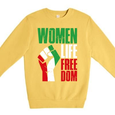 Wo Life Freedom Vintage Iranian Distressed Free Iran Funny Gift Premium Crewneck Sweatshirt