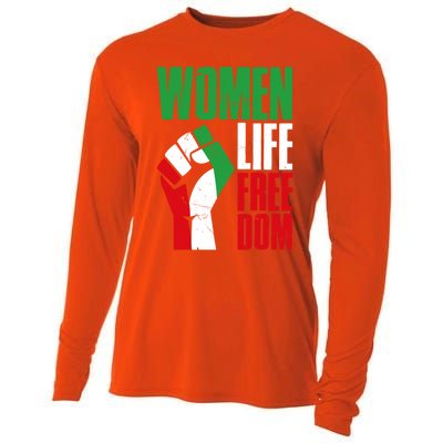 Wo Life Freedom Vintage Iranian Distressed Free Iran Funny Gift Cooling Performance Long Sleeve Crew