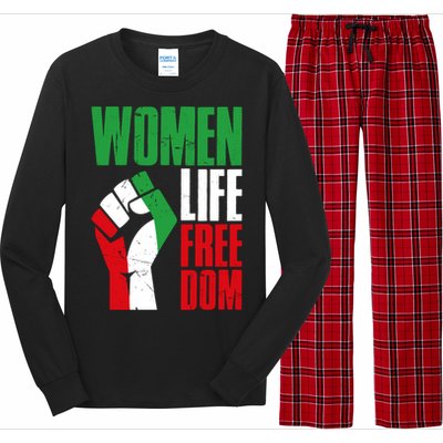 Wo Life Freedom Vintage Iranian Distressed Free Iran Funny Gift Long Sleeve Pajama Set