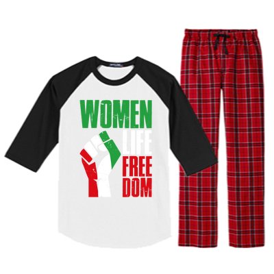 Wo Life Freedom Vintage Iranian Distressed Free Iran Funny Gift Raglan Sleeve Pajama Set