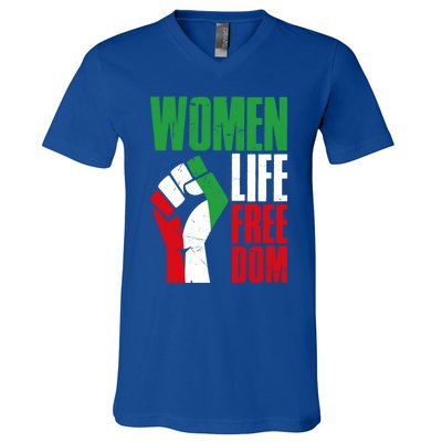 Wo Life Freedom Vintage Iranian Distressed Free Iran Funny Gift V-Neck T-Shirt