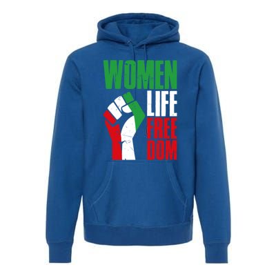 Wo Life Freedom Vintage Iranian Distressed Free Iran Funny Gift Premium Hoodie