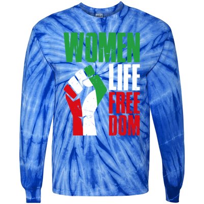 Wo Life Freedom Vintage Iranian Distressed Free Iran Funny Gift Tie-Dye Long Sleeve Shirt