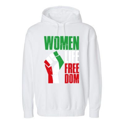 Wo Life Freedom Vintage Iranian Distressed Free Iran Funny Gift Garment-Dyed Fleece Hoodie