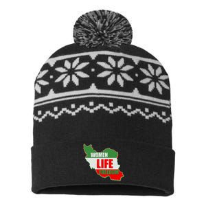 Women Life Freedom Women Of Iran #Mahsa Amini USA-Made Snowflake Beanie