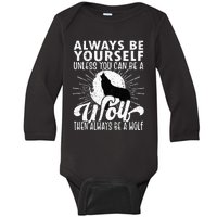 Wolf Lover Funny Wolf Wolves Wolf Art Howling Wolf Baby Long Sleeve Bodysuit