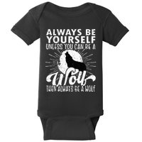 Wolf Lover Funny Wolf Wolves Wolf Art Howling Wolf Baby Bodysuit