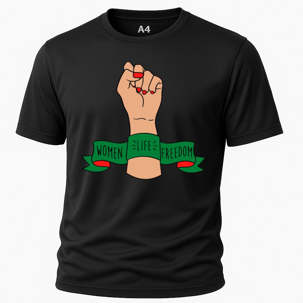 Women Life Freedom Iran Power Fist Cooling Performance Crew T-Shirt