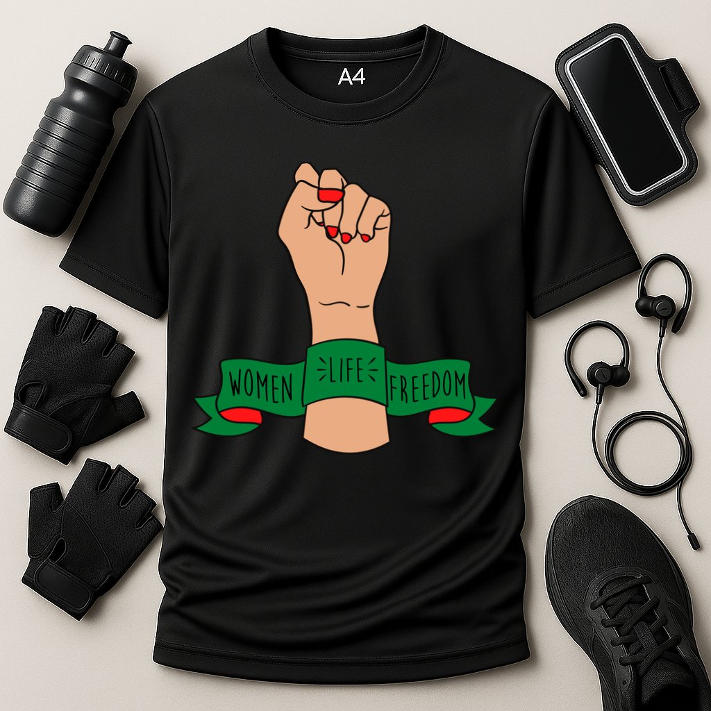 Women Life Freedom Iran Power Fist Cooling Performance Crew T-Shirt