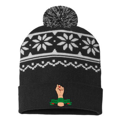 Women Life Freedom Iran Power Fist USA-Made Snowflake Beanie