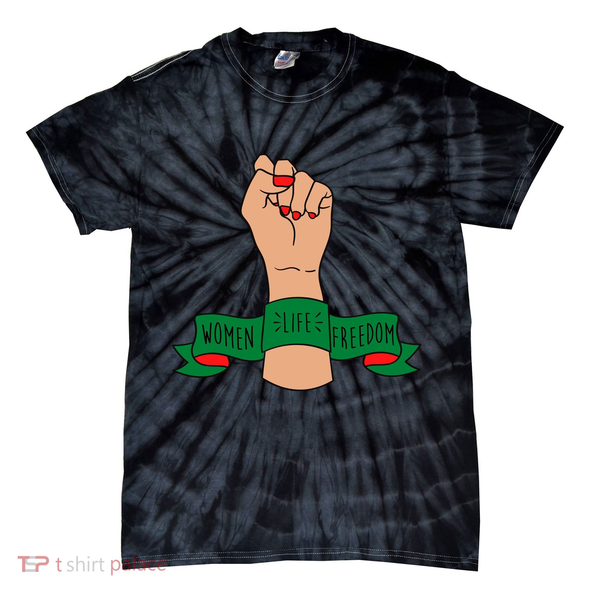 Women Life Freedom Iran Power Fist Tie-Dye T-Shirt