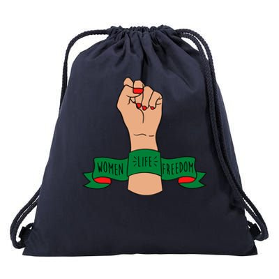 Women Life Freedom Iran Power Fist Drawstring Bag