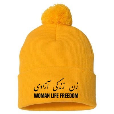 Woman Life Freedom Iran Zan Zendegi Azadi Persian Pom Pom 12in Knit Beanie