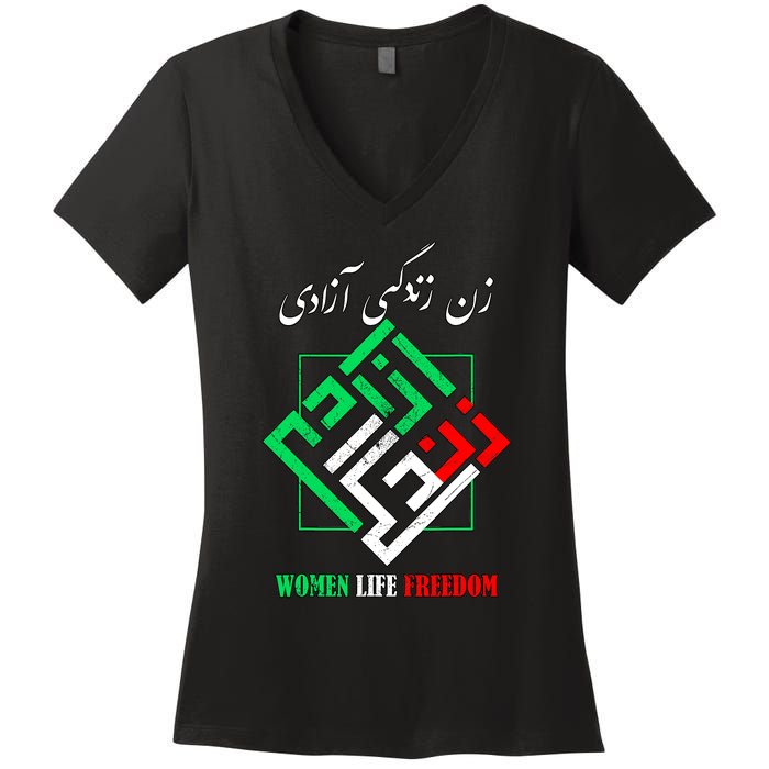 Woman Life Freedom Zan Zendegi Azadi Persian Style Women's V-Neck T-Shirt