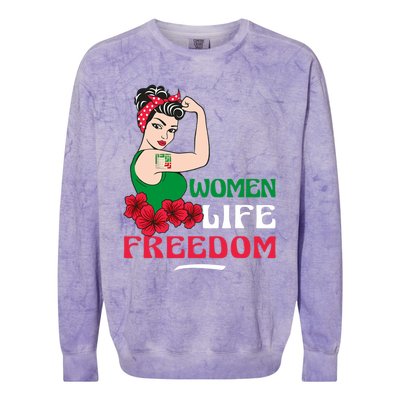 Women Life Freedom, Support Women Iran, Cute Iranian Women Colorblast Crewneck Sweatshirt