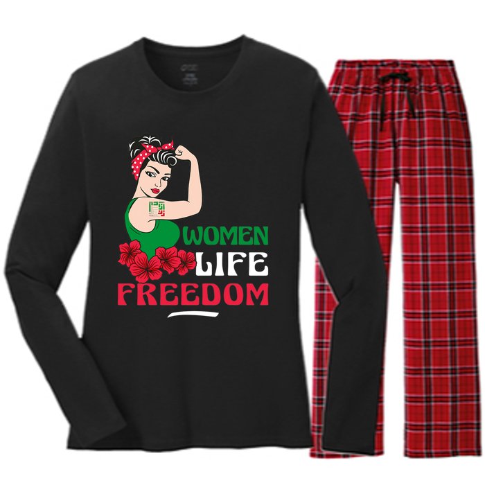 Women Life Freedom, Support Women Iran, Cute Iranian Women Women's Long Sleeve Flannel Pajama Set 