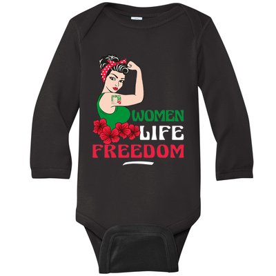 Women Life Freedom, Support Women Iran, Cute Iranian Women Baby Long Sleeve Bodysuit