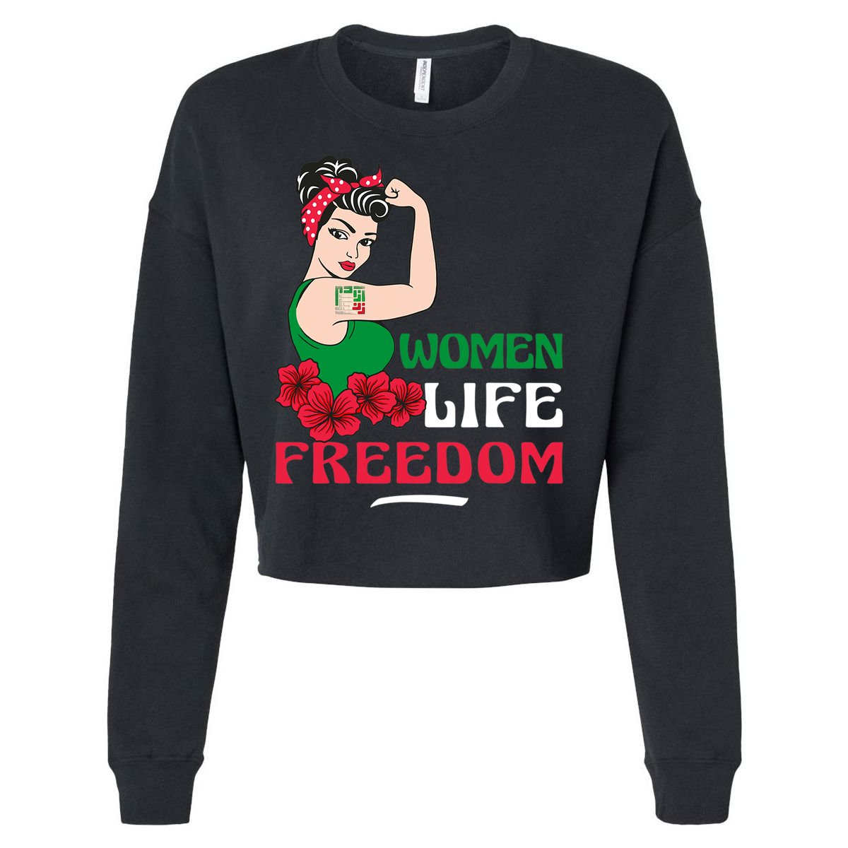 Women Life Freedom, Support Women Iran, Cute Iranian Women Cropped Pullover Crew