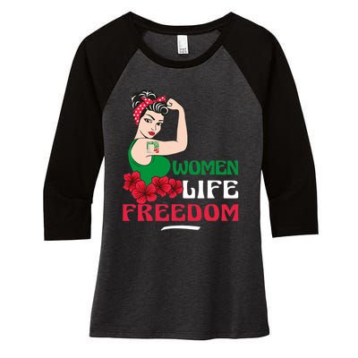 Women Life Freedom, Support Women Iran, Cute Iranian Women Women's Tri-Blend 3/4-Sleeve Raglan Shirt