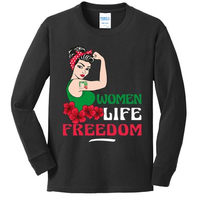 Women Life Freedom, Support Women Iran, Cute Iranian Women Kids Long Sleeve Shirt