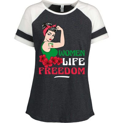 Women Life Freedom, Support Women Iran, Cute Iranian Women Enza Ladies Jersey Colorblock Tee