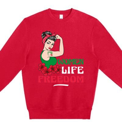 Women Life Freedom, Support Women Iran, Cute Iranian Women Premium Crewneck Sweatshirt