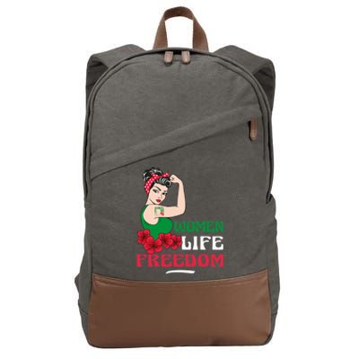 Women Life Freedom, Support Women Iran, Cute Iranian Women Cotton Canvas Backpack