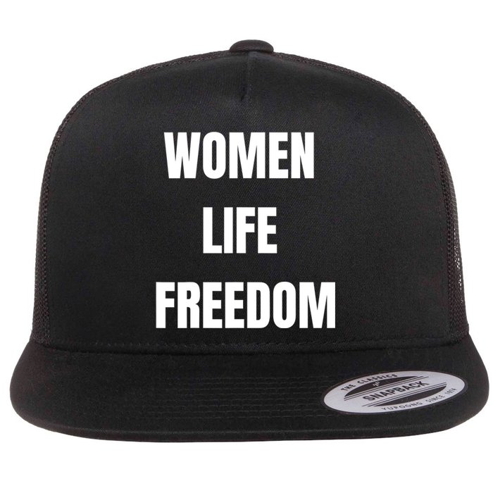 Women Life Freedom Stand With Women Of Iran Flat Bill Trucker Hat