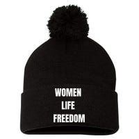 Women Life Freedom Stand With Women Of Iran Pom Pom 12in Knit Beanie