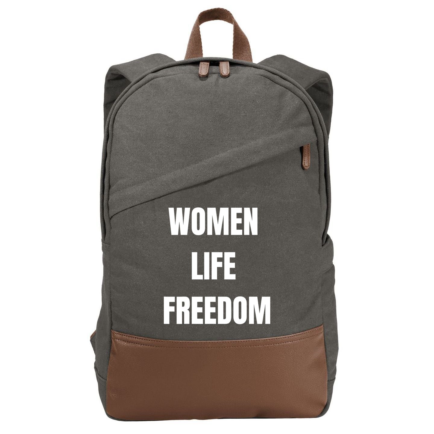 Women Life Freedom Stand With Women Of Iran Cotton Canvas Backpack
